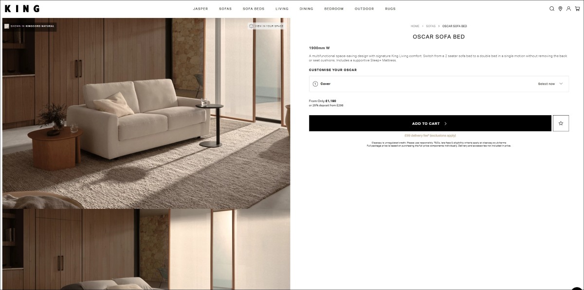 king living oscar sofa bed